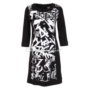 NWT: DOLCEZZA Chic Black and White Graphic Dress